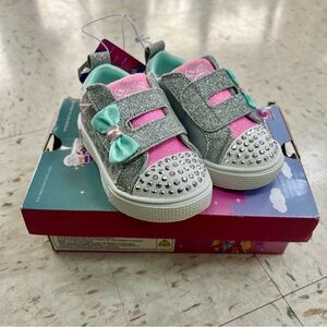 S SPORT BY SKECHERS Mesh Glitter Sneakers Light Up Rhinestone Bow-Tie size 5